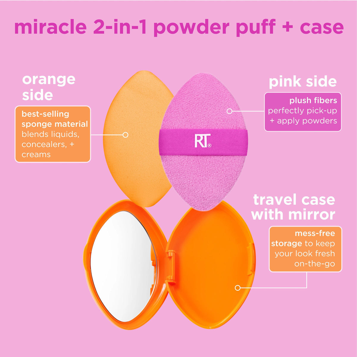 Miracle 2-In-1 Powder Puff + Travel Case